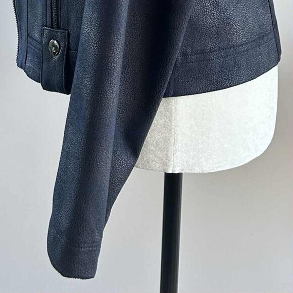 Vex Collection Navy Faux-Leather Moto Jacket with Hook-Eye Closure – EU 38 - Picture 13 of 14